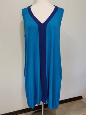 Fresh Produce Sabrina Dress Color Block Knit Sundress Blue Midi size XL NWT